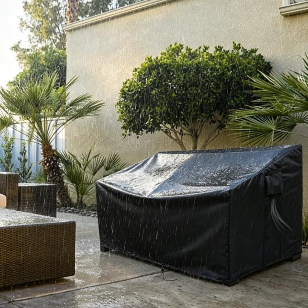 Outdoor Furniture Sofa - Robuste Gartenmöbel-Abdeckung Wasserdichter Outdoor-Sofa-Überzug Schwarze 210D