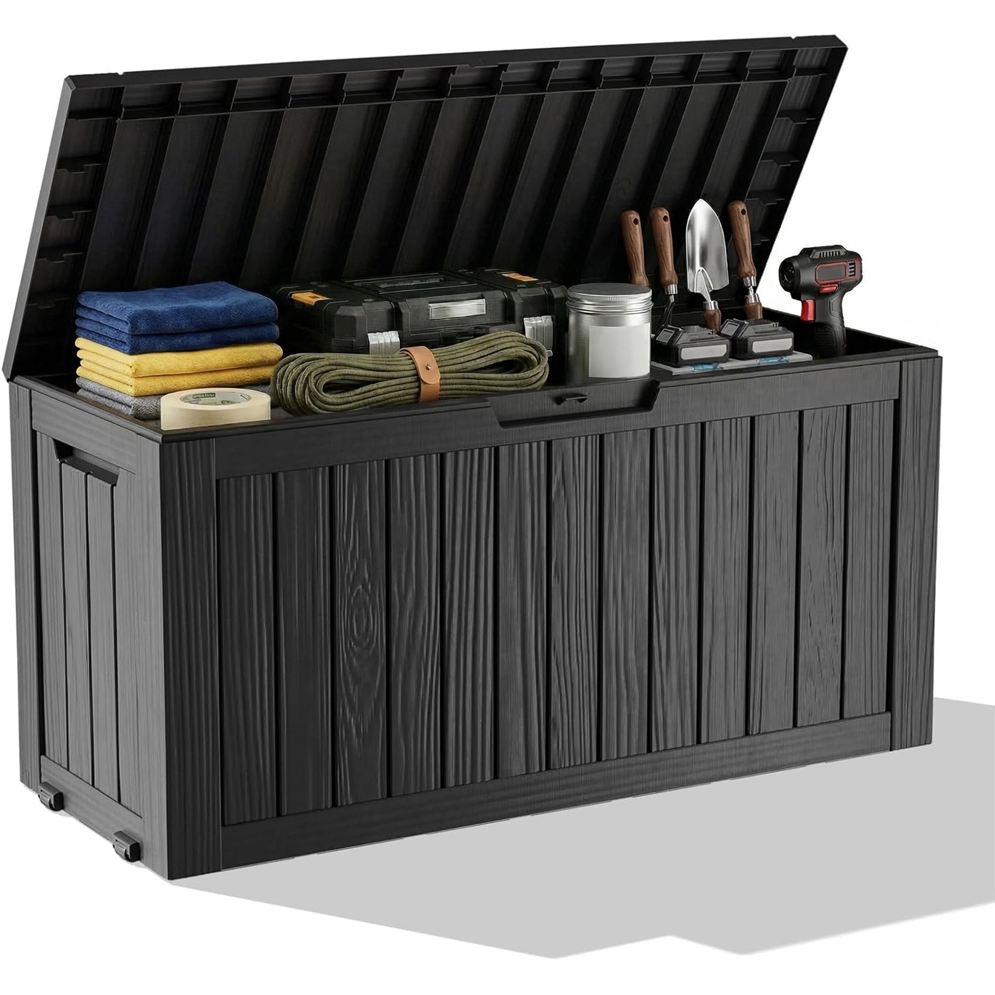 Outdoor Furniture Waterproof - Wasserdichte Outdoor-Aufbewahrungsbox aus Kunstharz, abschließbare Außenbank,