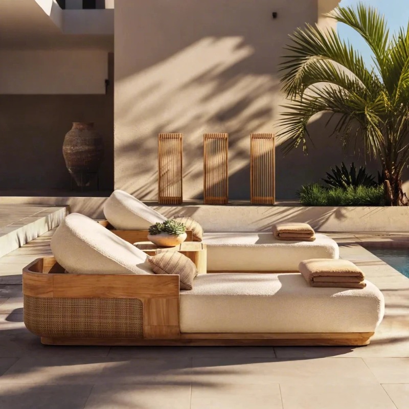 Outdoor Furniture Lounge Set - Sonnenliege & Tagesbett-Set aus Teakholz und