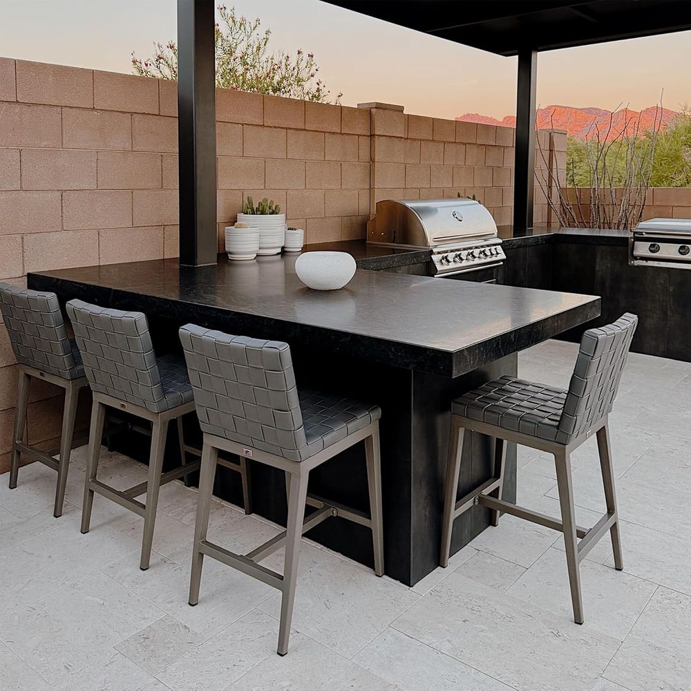 Outdoor Furniture Ofo - Outdoor-Barhocker-Set, 2-teilig, PU-Leder, für Terrasse, Barhocker