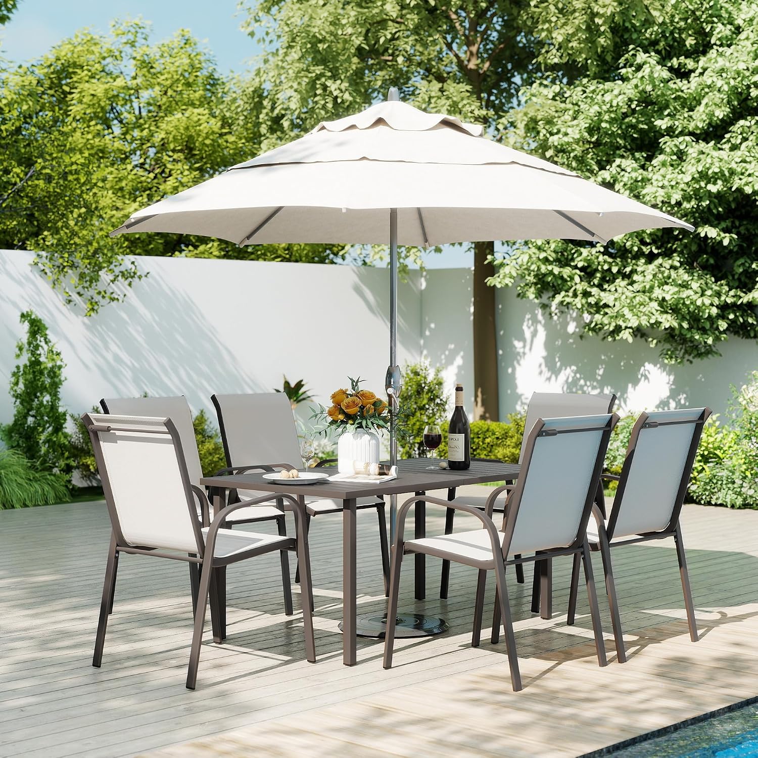 Outdoor Furniture Quick Dry - Garten-Essgruppe für die Terrasse, 6 schnell