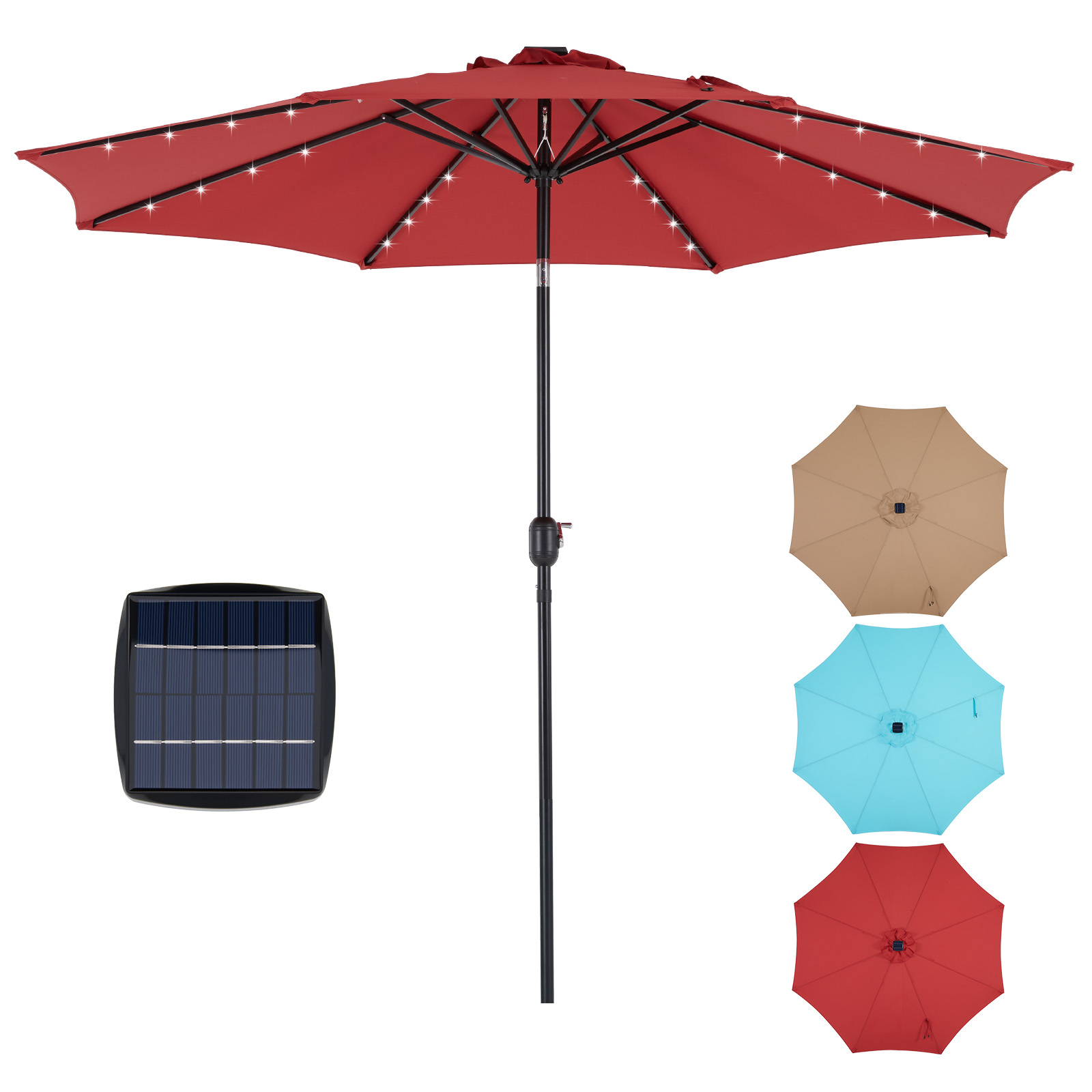 Outdoor Furniture With Umbrella - JHK 10 Fuß Solar-Terrassenschirm mit 32