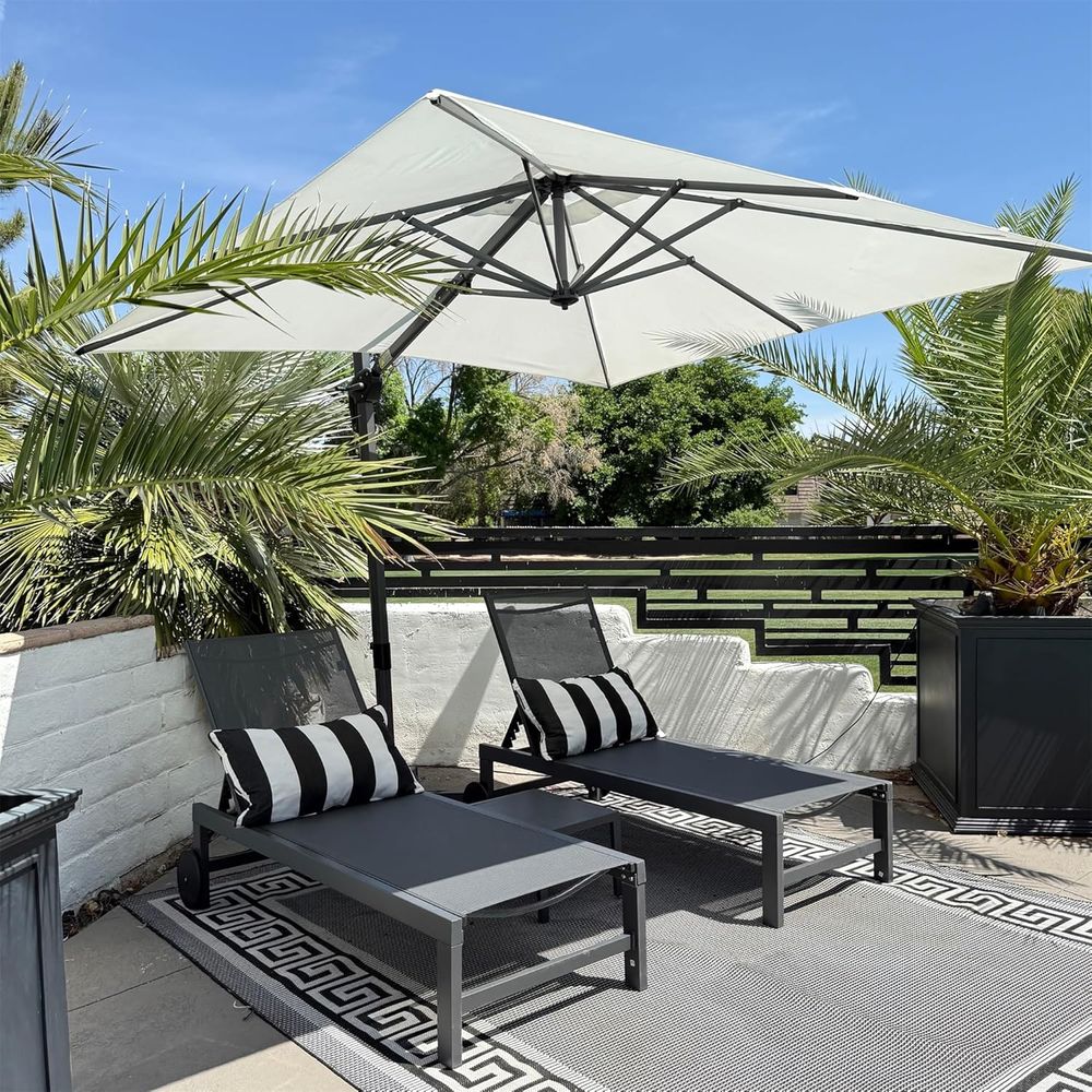 Outdoor Furniture Ofo - Pool-Liegestühle-Set mit Rädern, 4er-Set, wetterfeste Gartenliegen