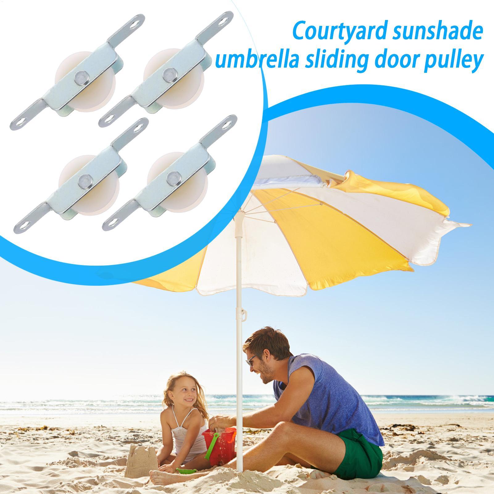 Outdoor Furniture With Umbrella - 4er-Set Terrassenschirm-Seilrollenhalterung, Sonnenschirm-Seilgleiterhalterung, Ersatzteile, Stahl-Möbel-Türrollen