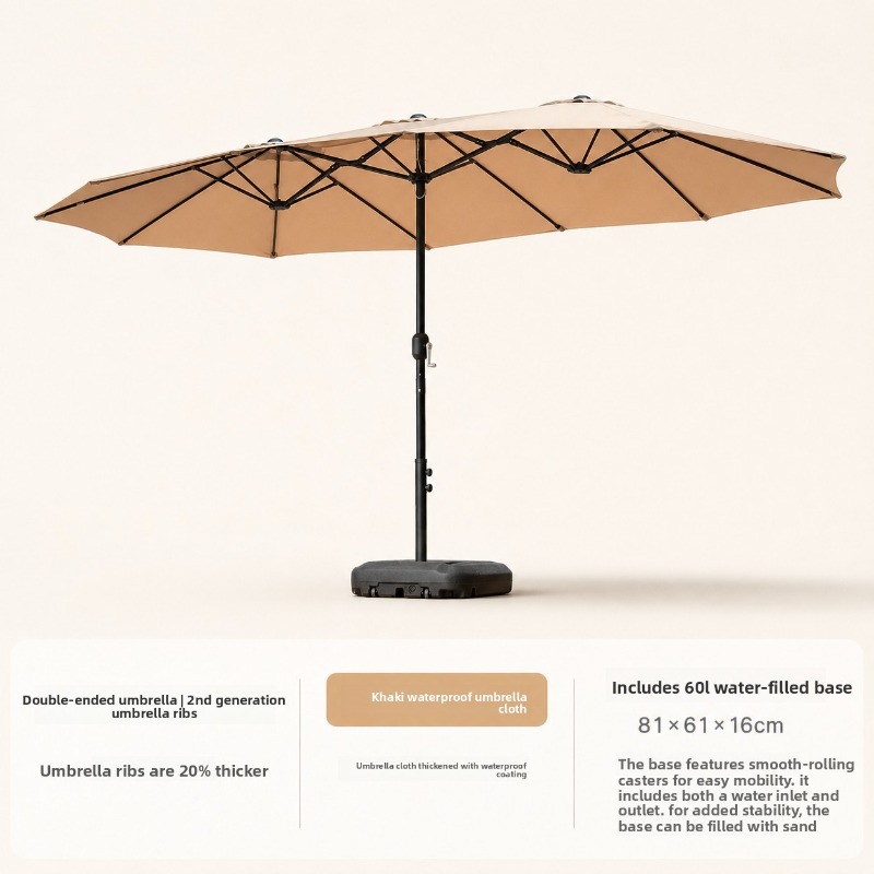 Outdoor Furniture With Umbrella - Großer Outdoor-Sonnenschirm mit Mittelstange, Dreifach-Sonnenschirm für