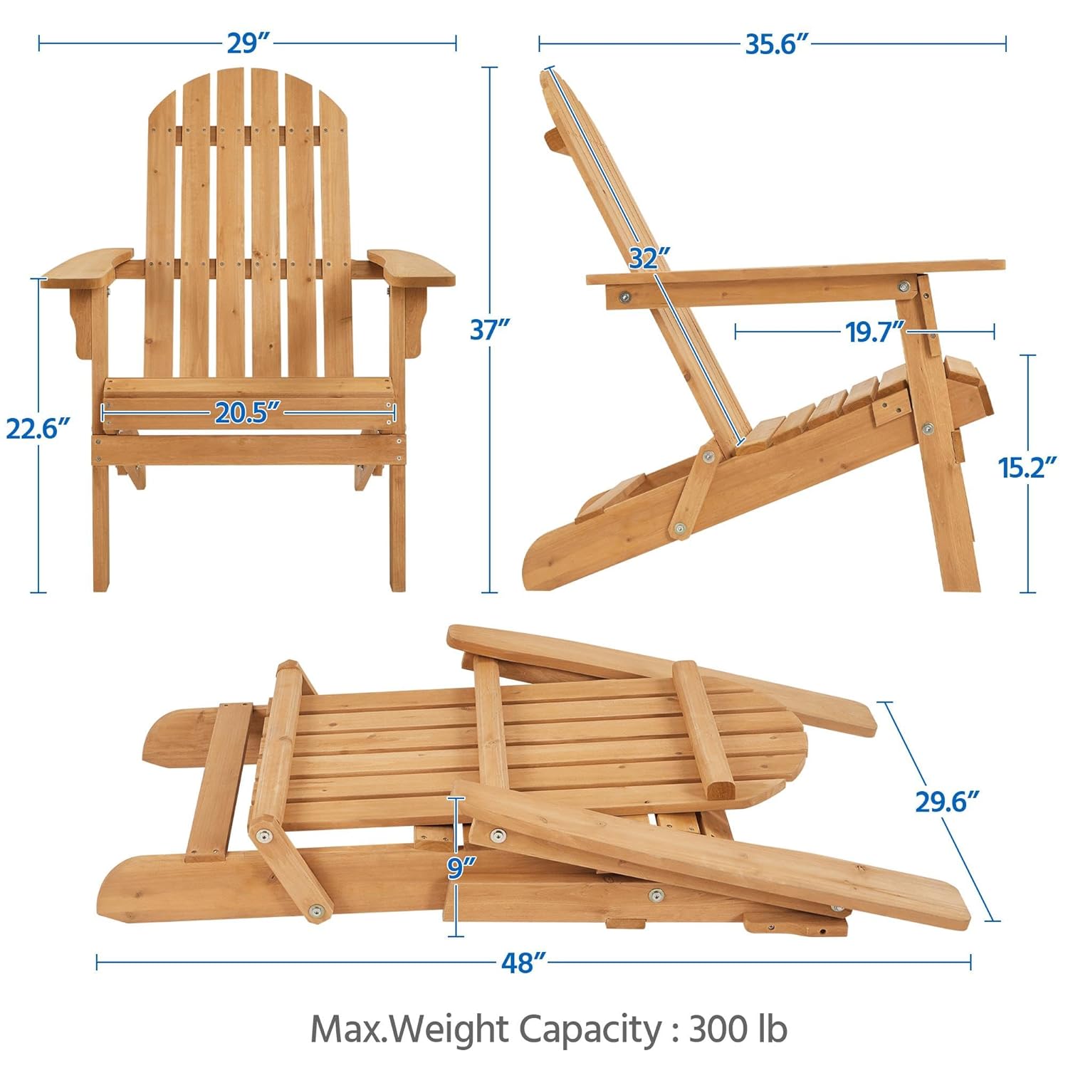 Klappbarer Adirondack-Stuhl, 2 – Outdoor Furniture Lounge Set Bewertung und Preis