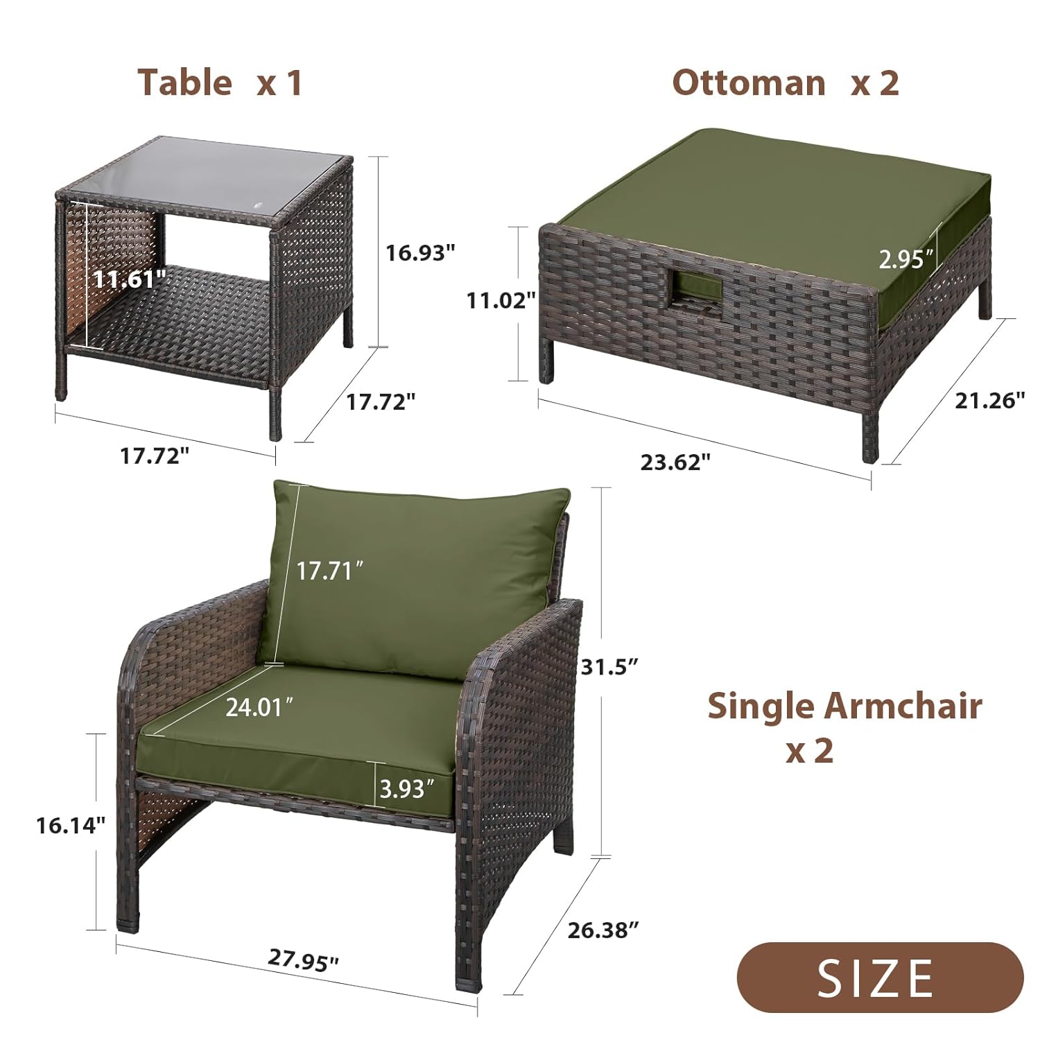 5-teiliges PE-Rattan Gartenmöb – Outdoor Furniture Lounge Set Bewertung und Preis