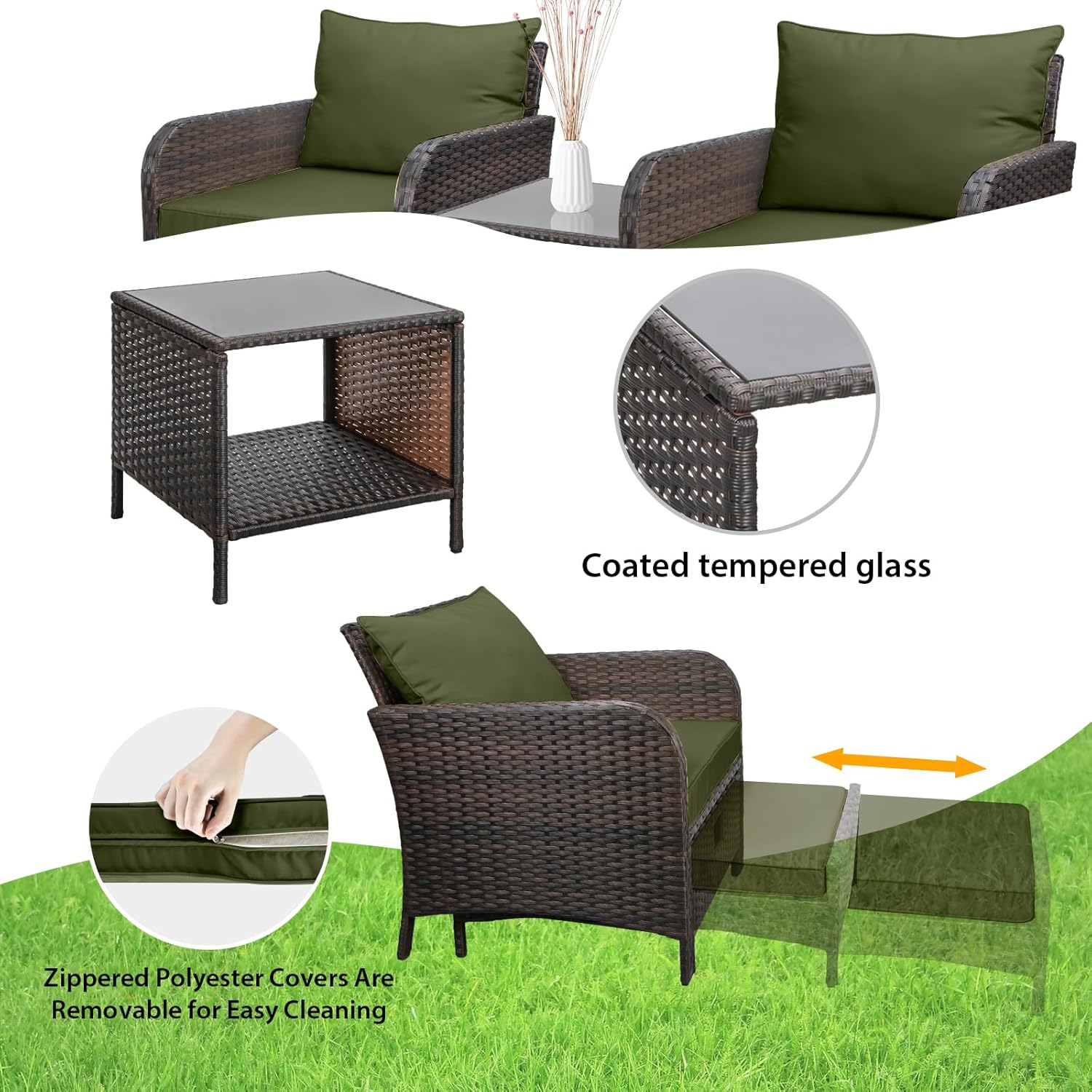 5-teiliges PE-Rattan Gartenmöb – Outdoor Furniture Lounge Set Bewertung und Preis