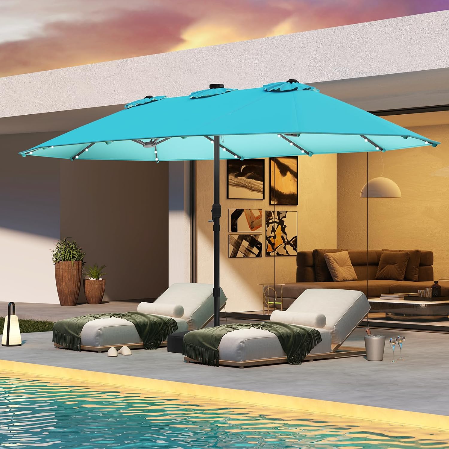 15FT Doppelseitiger Solar-Terr – Outdoor Furniture With Umbrella Bewertung und Preis