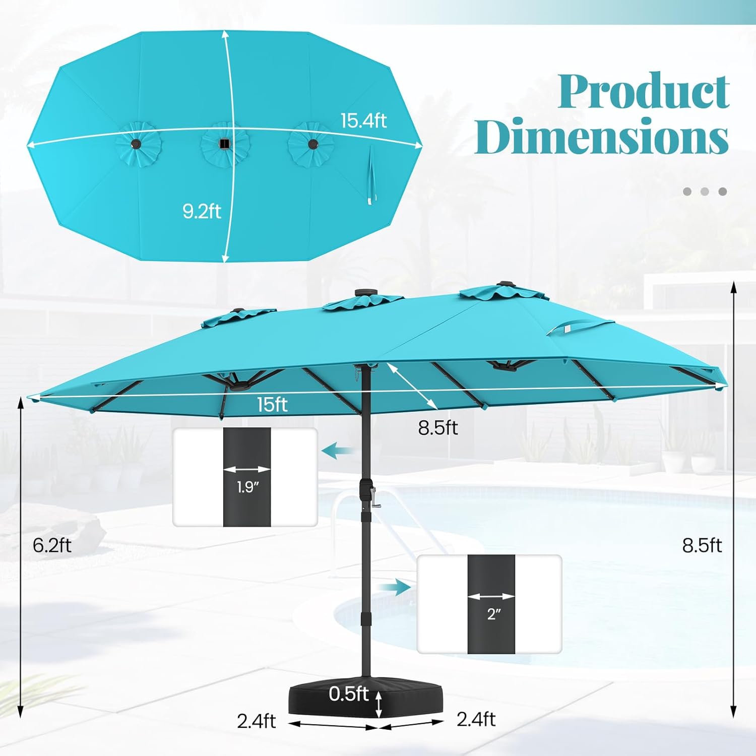 15FT Doppelseitiger Solar-Terr – Outdoor Furniture With Umbrella Bewertung und Preis
