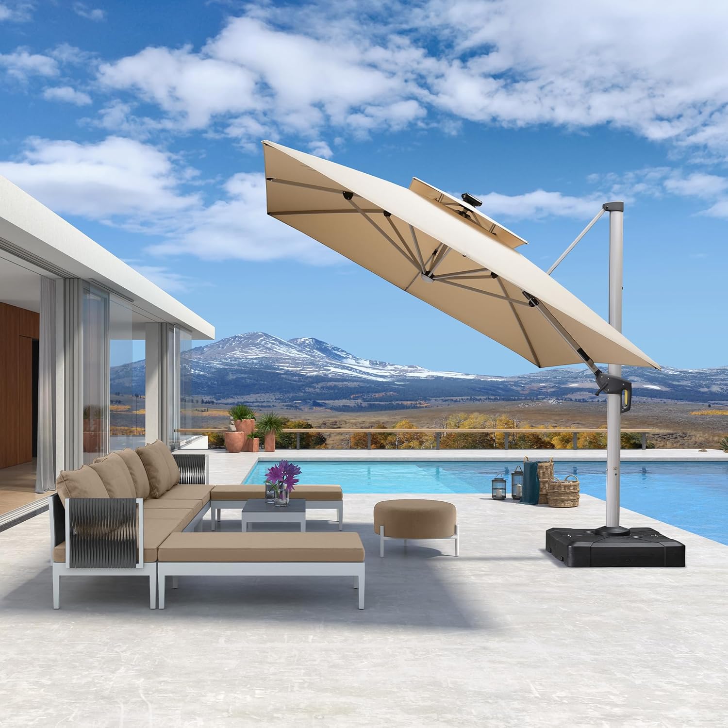 10' x 13' Deluxe Solar-LED-Son – Outdoor Furniture With Umbrella Bewertung und Preis