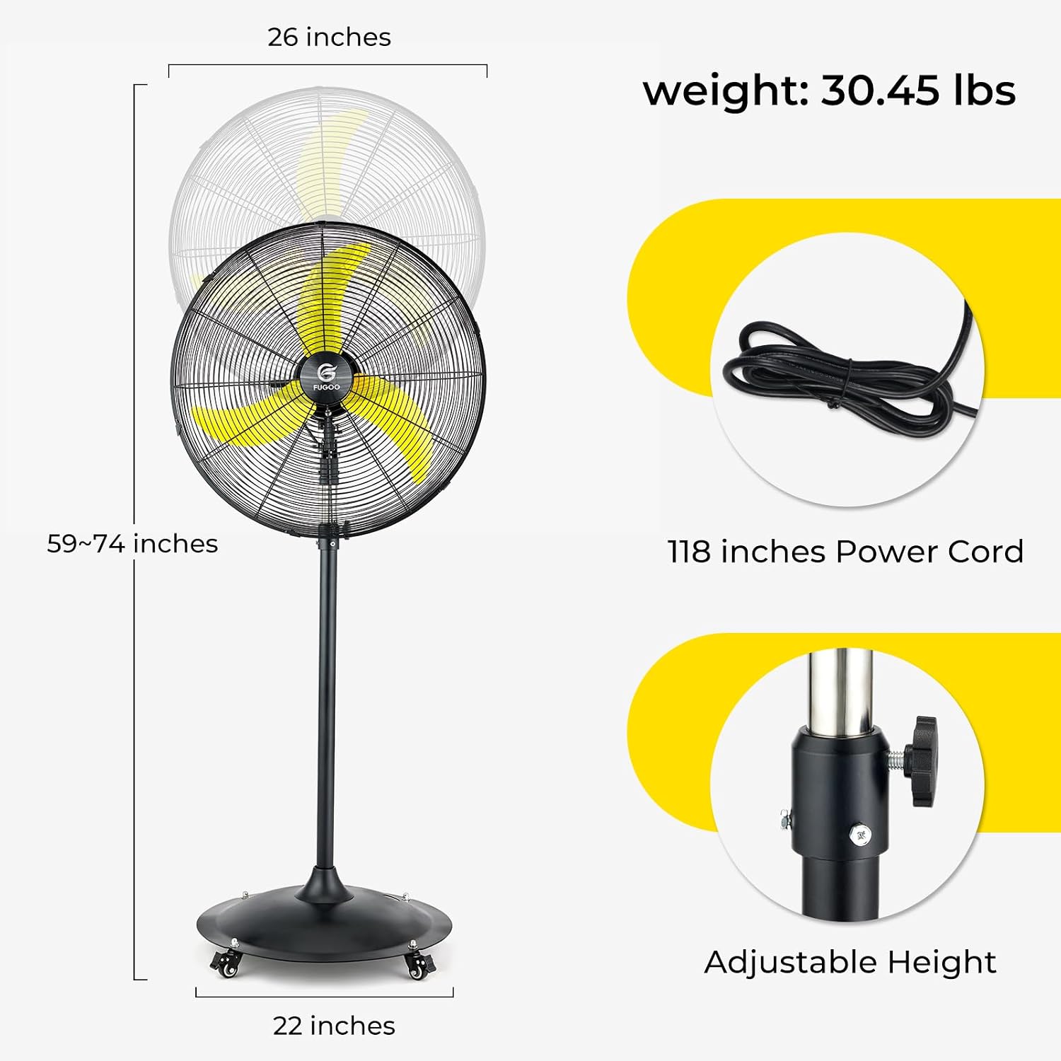 24'' Outdoor Oszillierender St – Outdoor Furniture Waterproof Bewertung und Preis